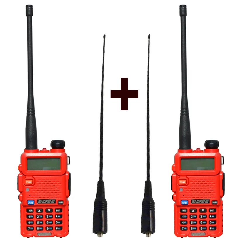 2 шт Baofeng UV-5R радио набор рация UV 5R UV5R двухсторонний радио передатчик станции с женской мягкой радио антенной 771 - Цвет: Red 5W UV-5R
