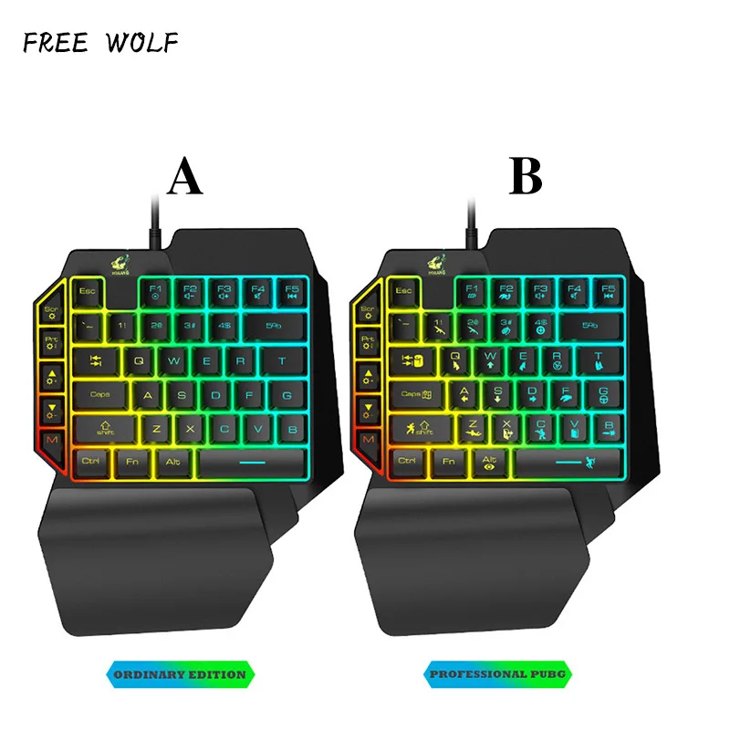 

Free wolf T15 Wired Gaming 39 Keys One-handed keyboard with LED Backlight Membrane Keyboard For Laptop Desktop PC