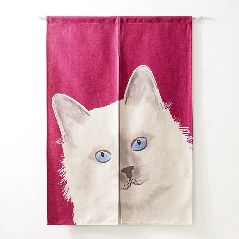 Cartoon Cute Animal Dog Cat Panda Half-curtain Window Customize Partition Home Toilet Restaurant Kitchen Door Curtains - Цвет: Лиловый