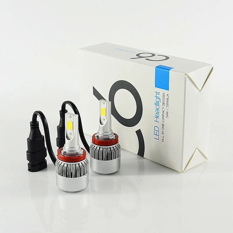 

1 pair 72W 7600lm H8 H9 H11 cob Car Automotives LED Headlight kit bulb Fog lamp DRL with Fan Play & Plug 6000K White color