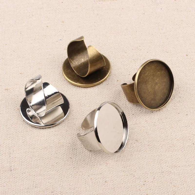 

Reidgaller 10pcs fit 25mm round cooper adjustable cabochon ring base blanks diy rings settings for jewelry making