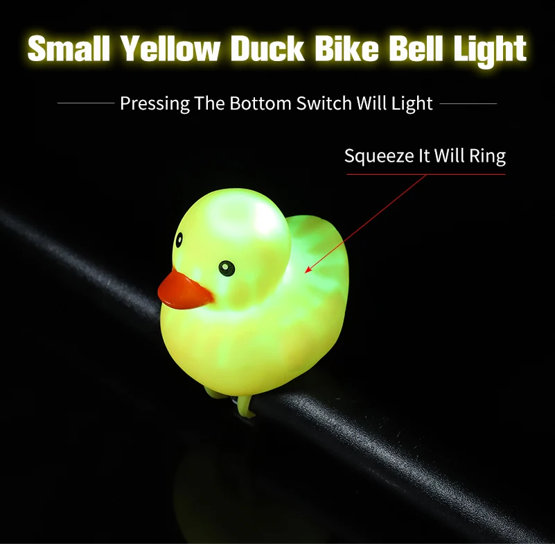 Waroomss Corne De Vélo Canard Jaune - Sonnette De Vélo - Cloches De Vélo - Bicyclette Mignonne Allume Le Klaxon De Compression - Canard Vélo Cloche