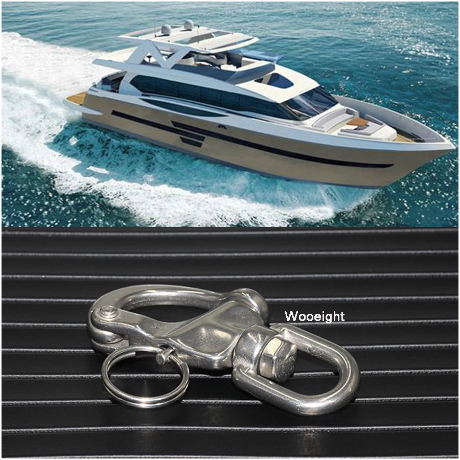 316 Stainless Steel Swivel Shackle Boat Marine Heavy Duty Snap Shackle D Ring Swivel Bail Hardware Quick Release Chain Hook (8)
