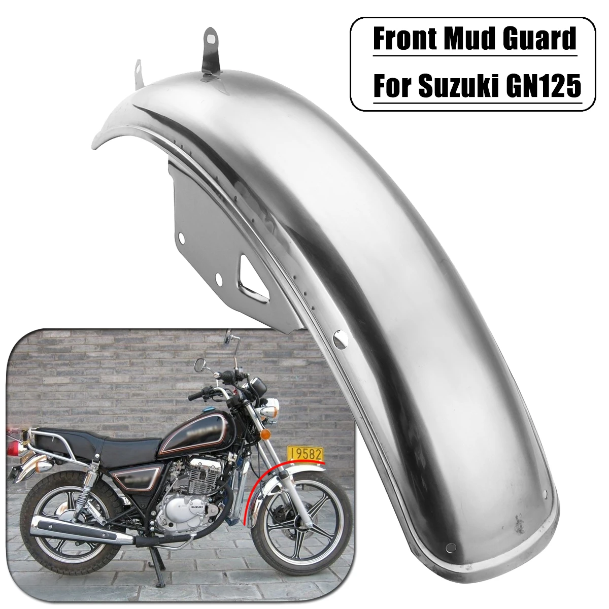 

22inch Motorcycle Mud Flaps Fender Flares Front Stainless Steel Mud Splash Guard Mudguard For Suzuki Retro GN125