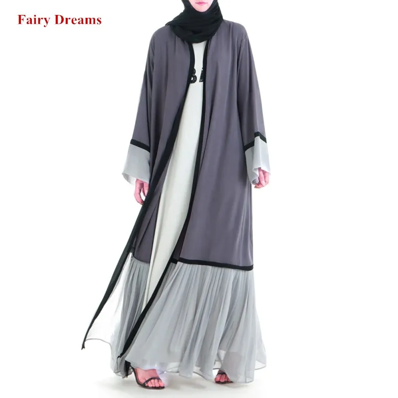 

Front Open Abaya Dubai Gray Abayas Women Muslim Hijab Dress Bangladesh Turkey Turkish Cardigan Bolero Kaftan Islamic Clothing