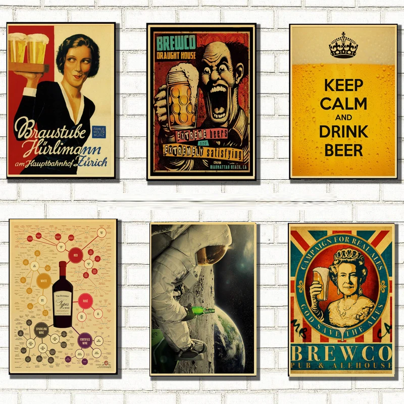 

Funny Beer Retro poster Home Furnishing decoration Kraft Game Poster Drawing Painting Wall stickers