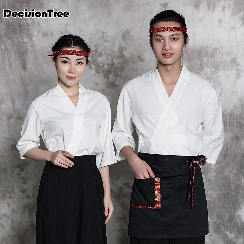 2019 summer japanese chef uniform men and women short sleeved japanese