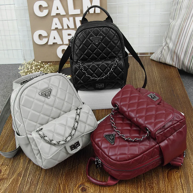 

Luxury Brand Designer Women Backpack PU Leather Diamond Lattice School Bag for Adolescent Girl Antitheft Shoulder Bag Travel Bag