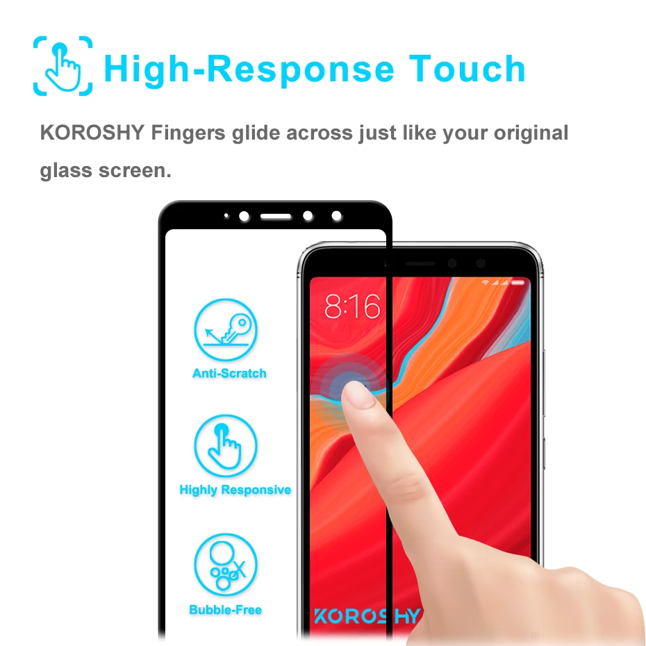 KOROSHY 9H Tempered Glass for Xiaomi Redmi S2 Xiomi Redmi S 2 Screen Protector Full Cover Real 2.5D 0.3mm Protective Glass Film (6)