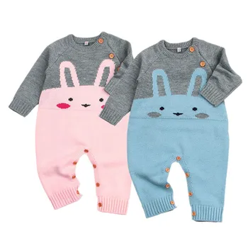 

Toddler Newborn Baby Rompers Infant Girls Boys Cute Bunny Romper Sweater Jumpsuits Winter Autumn Warm Toddler Kids Outfits
