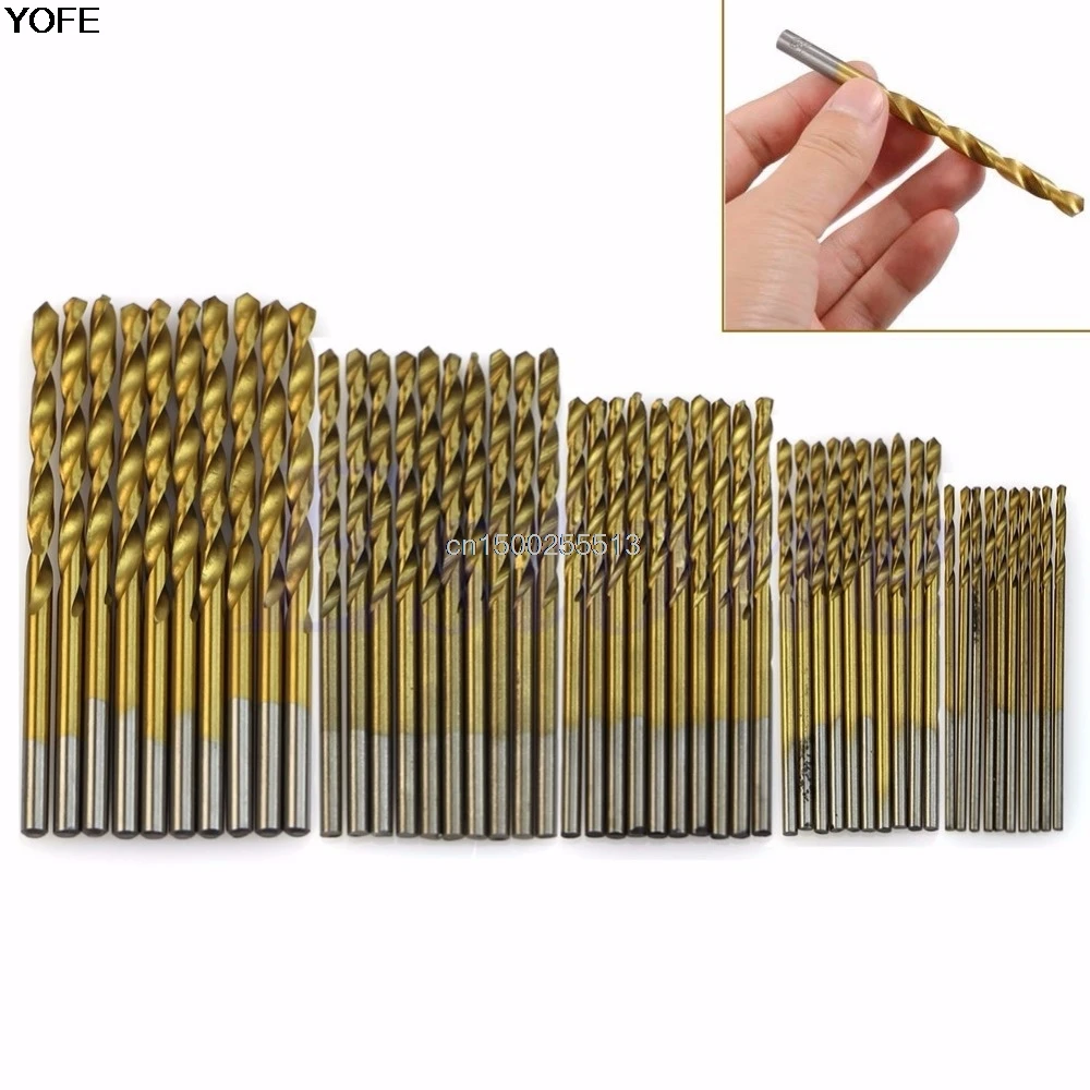 50Pcs Titanium Coated HSS High Speed Steel Drill Bit Set Tool 1/1.5/2/2.5/3mm | Инструменты