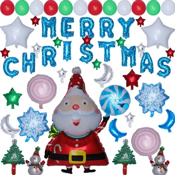 

Merry Christmas Letters Cartoon Santa Claus Snowman Stars Aluminum Foil Balloons Kit For Christmas Supplies DIY Decorations