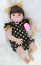 55cm Full Silicone Body Reborn Baby Doll Toy Realistic Newborn Princess Babies Doll With Earring Girl Brinquedos Bathe Toy