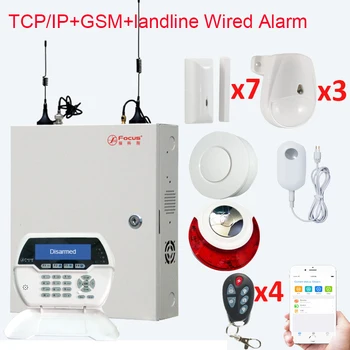

Industrial metal box alarm systems security home wired&wireless network store factory security set smoke detector+water sensor