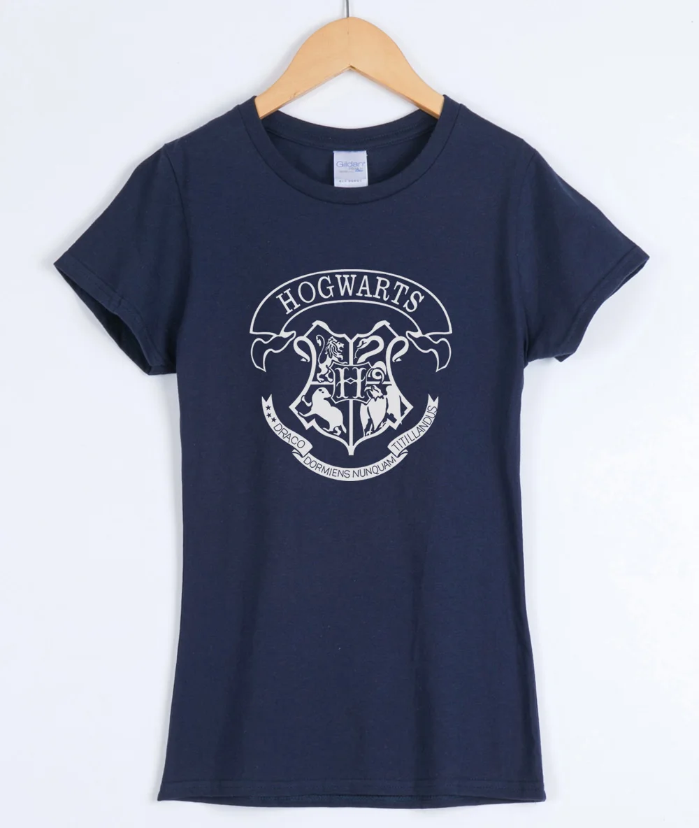 Женские футболки с принтом Хогвартс, модная повседневная футболка с коротким рукавом для девушек, тонкая женская футболка различных цветов