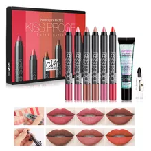 8 шт./компл.(6 шт. стойкая помада+ 1 шт. точилка+ 1 шт. средство для снятия помады) M.N Косметика фирмы menow набор K906 матовая помада-карандаш