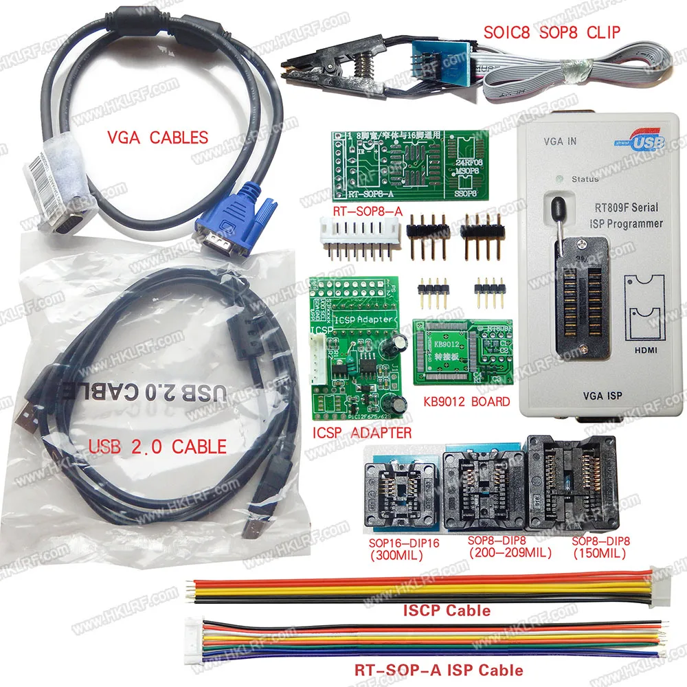 USB программатор RT809F + тестовый зажим Кабель VGA EEPROM FLASH 8051 AVR MCU GAL PIC SPI|rt809f programmer|programmer