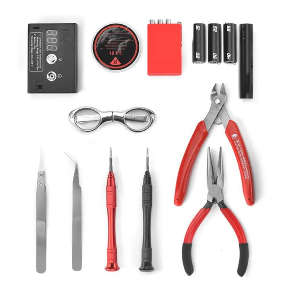 

Coil Master Kit E-Cigarette DIY Tool Kit E-Cig Accessories Tool All-in-one Vape Device Rebuild RDA RDTA RTA Tank Atomizer Hot