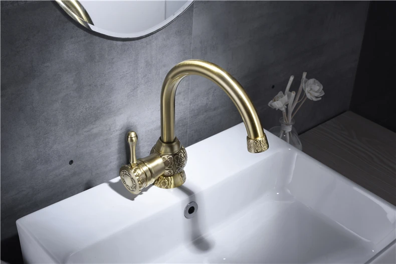 ZGRK твердая латунь Ванная комната высокого кран с одной ручкой на бортике античная бронзовая цапля высокого качества водопроводный кран SLT133