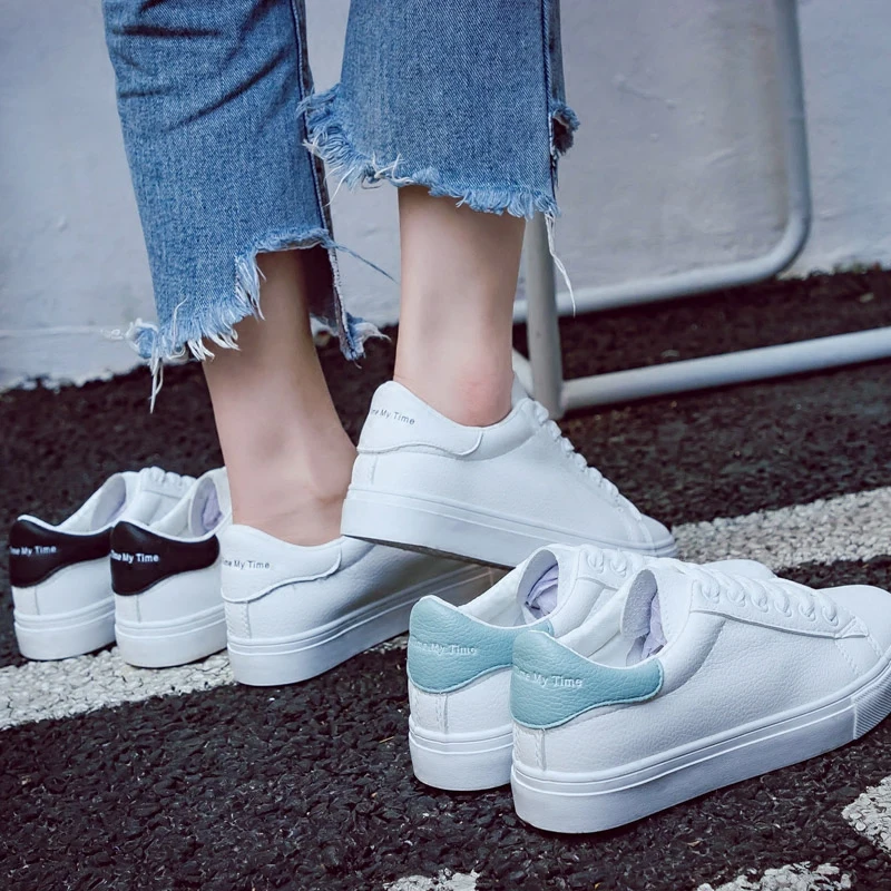 Vente 2018 nouveau printemps mode chaussures femme plate forme haute occasionnels PU cuir femmes occasionnels blanc chaussures respirant sneakers lettres