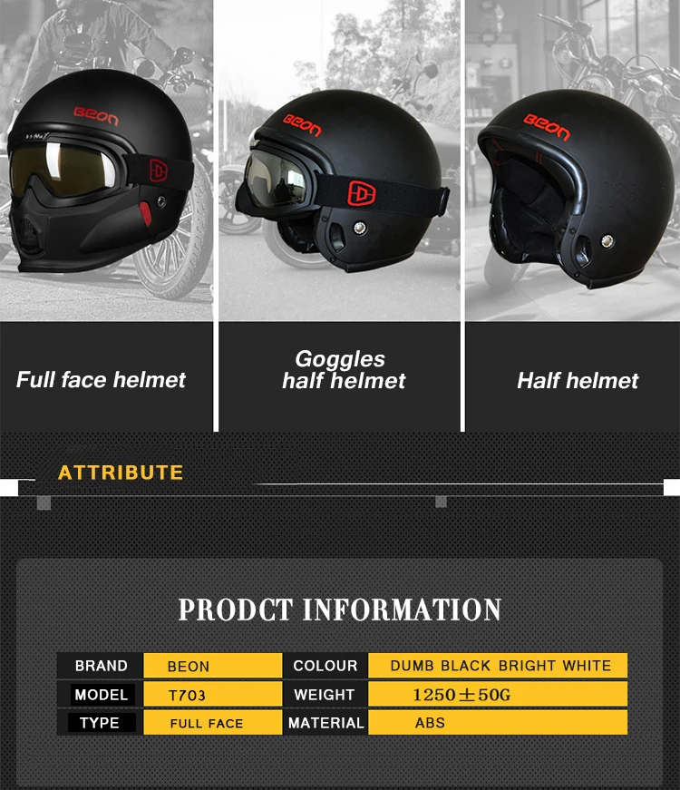 Винтажный модульный мотоциклетный шлем BEON, шлем для мужчин и женщин, Ретро шлем с открытым лицом, мотоциклетный шлем с подбородком google Assemable