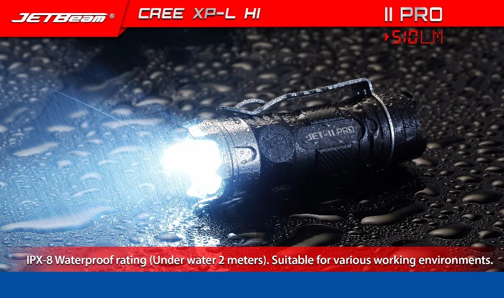 Мини-фонарик JETBeam II PRO II-PRO, CREE XP-L, HI светодиодный, 510 люмен, портативный фонарик маленького размера, используется батарея 1*16340