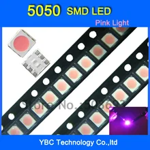 5050 SMD светодиодный 1000 шт./лот ультра яркий розовый диодный Свет
