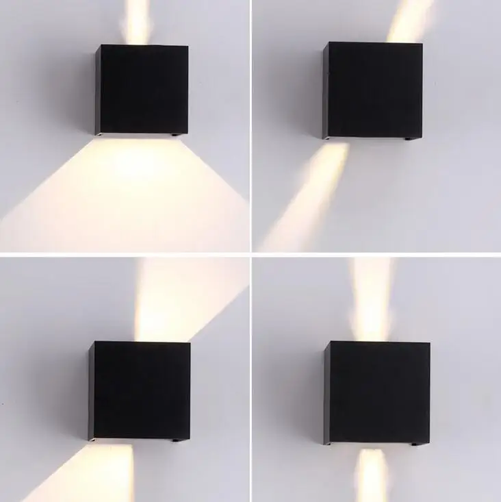 

New 6W/12W Square LED Wall Lamps IP 65 waterproof outdoor lighting Dimmable Brief Cube Adjustable Surface Mounted Wall Light
