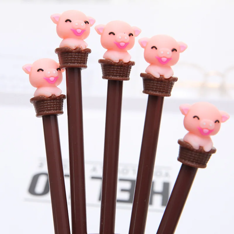 

1 Pcs Cartoon Smile Pig Gel Pen Kawaii Stationery Office Students Gifts Pens School Supplies Escolar Papeleria Neutral Pen