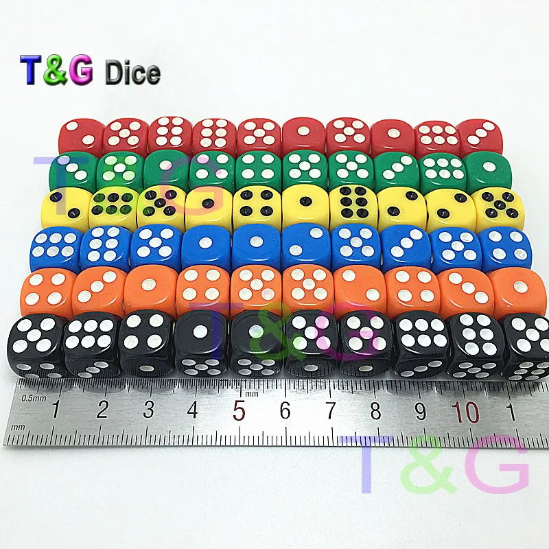 

Acrylic Dice Set 10PCS 6 Colors 12*12*12mm Small Plastic Cubes Novelty brinquedo taza for Board Game
