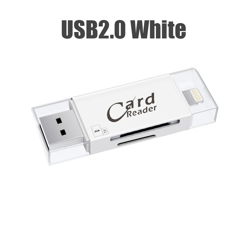 3 в 1 SD TF кард-ридер Lightning Micro USB 2,0 3,0 совместимый адаптер портативный кард-ридер для iPhone samsung huawei - Цвет: White USB2.0