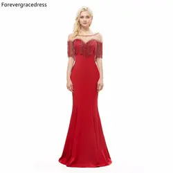 Forevergracedress роскошный красный цвет вечернее платье Русалка спинки Длинные официальная Вечеринка плюс размеры индивидуальный заказ 2019