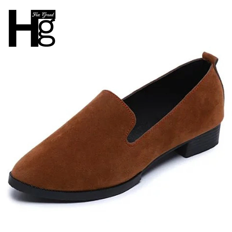 HEE GRAND Flock Women Flat Shoes Super Soft Material Slip On Shallow