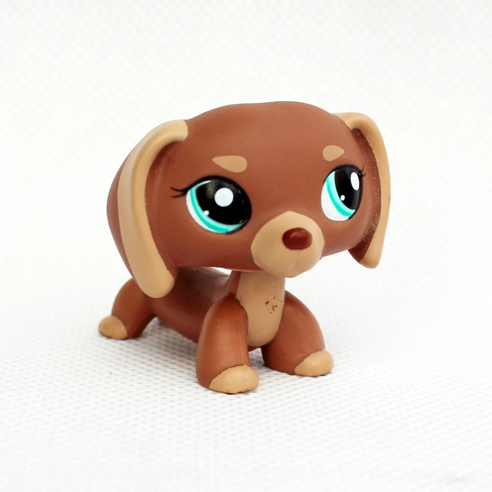 Игрушка LPS кошка из магазина питомцев милая коричневая собака такса с голубыми