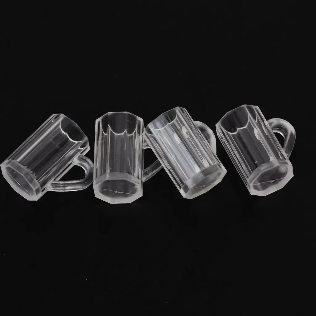 ABWE 1 Set 4 pieces Dollhouse Miniature Plastic Beer Mug
