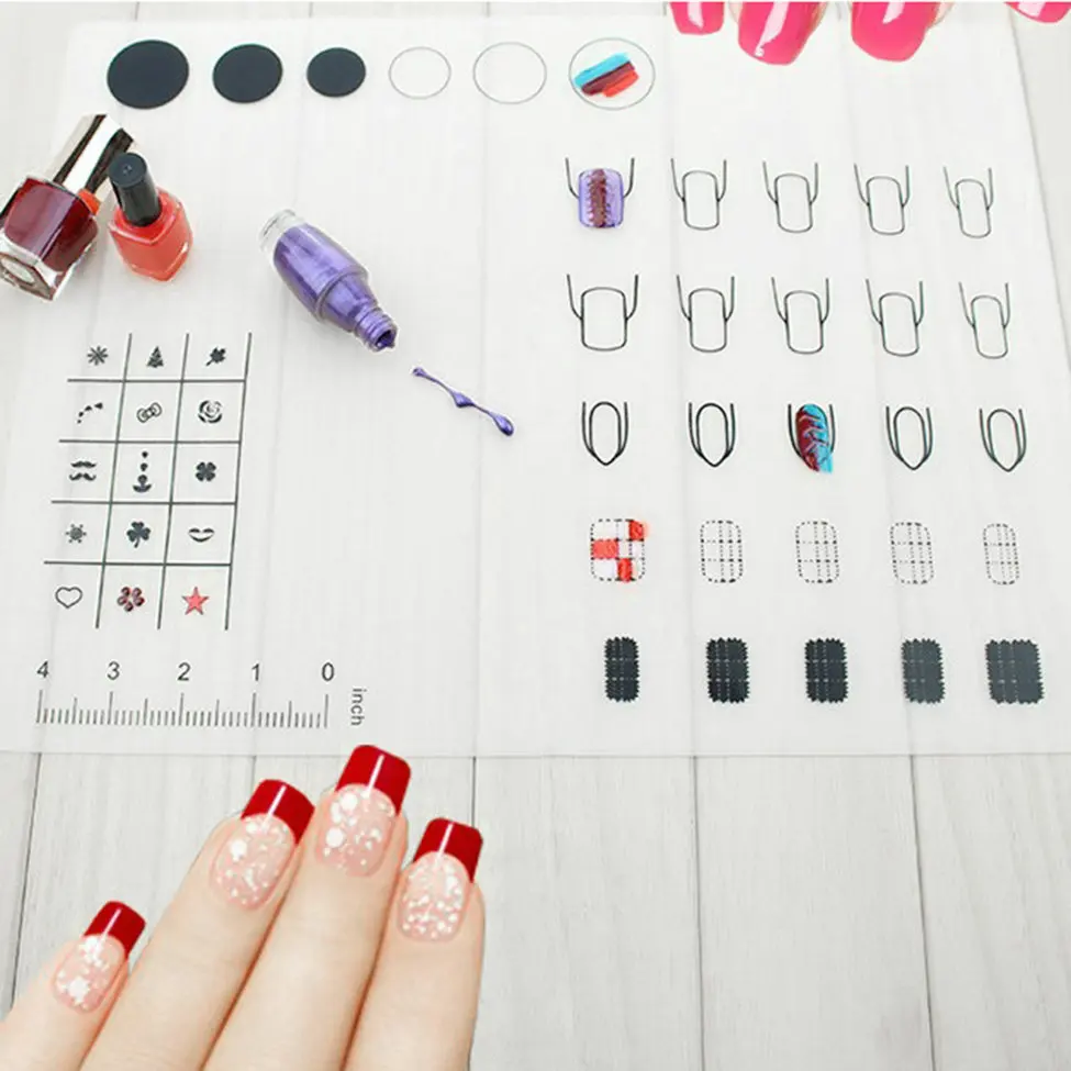 

10Pcs Stamping Mat Nail Practice Tool Portable Fingernails Template Pad Nail Art Manicure Tool