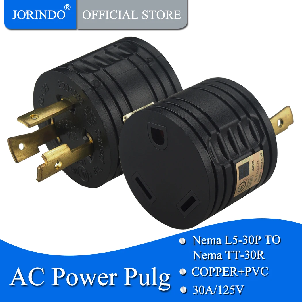 

JORINDO [L5-30P to TT-30R] UL CUL RV 30 AMP 3-Prong Generator Adapter Converter, Nema L5-30P Male to TT-30R Female,3-Prong Plug