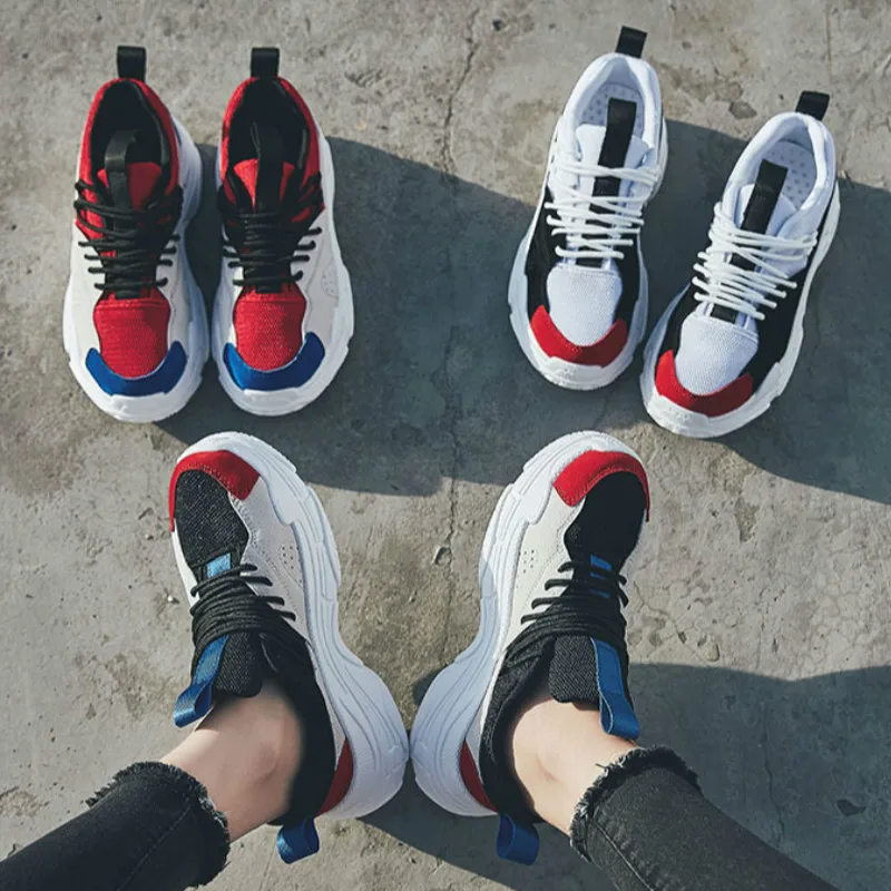 

Spring fashion Man's Sneakers Couple Hot Style Lace-Up Mesh Unisex Sneakers Brand Men Shoes Increased vulcanized shoes D5-39