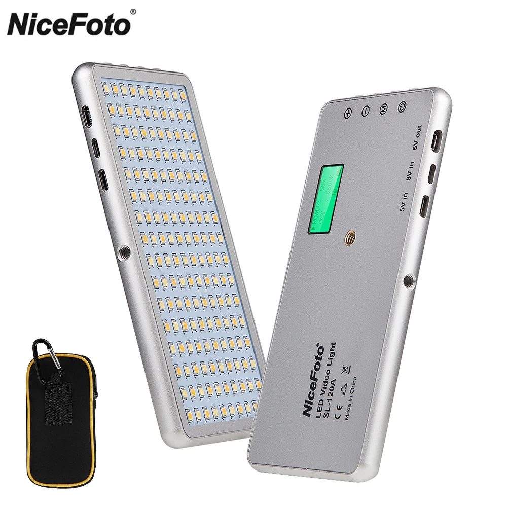  Nicefoto 160 Pieces LED Video Light Photo Lighting TLCI CRI 96+ Bi-color 3200-6500K 4000mAh Power A