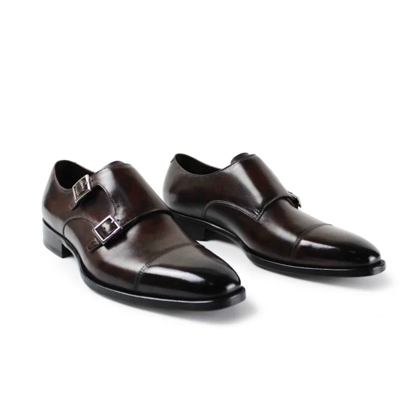Vikeduo/Лидер продаж года; дизайнерские винтажные Свадебные вечерние туфли ручной работы; брендовая повседневная мужская обувь из натуральной кожи; Мужские модельные туфли - Цвет: dark brown