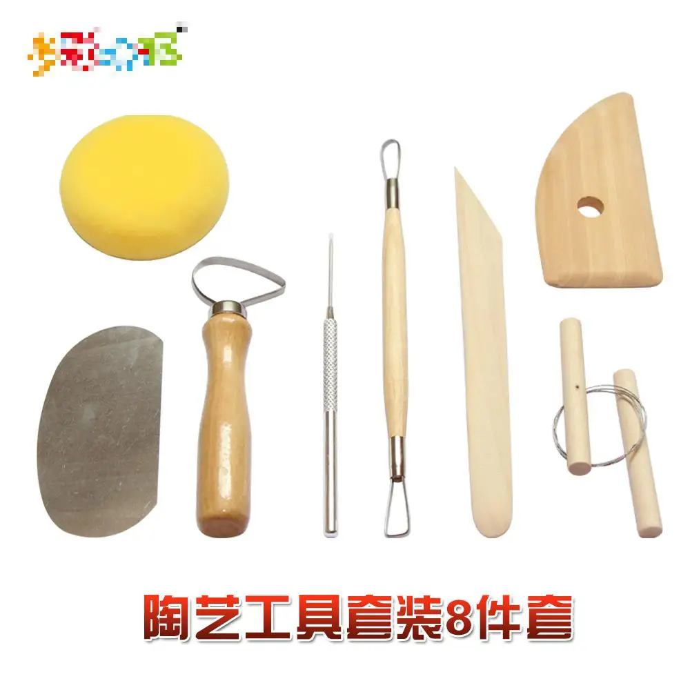 

8pcs/set Pottery Tools Sculpture Tools Fimo Utility Knife Carved Clay Carving Accessories Clay Crafts Tools with bag