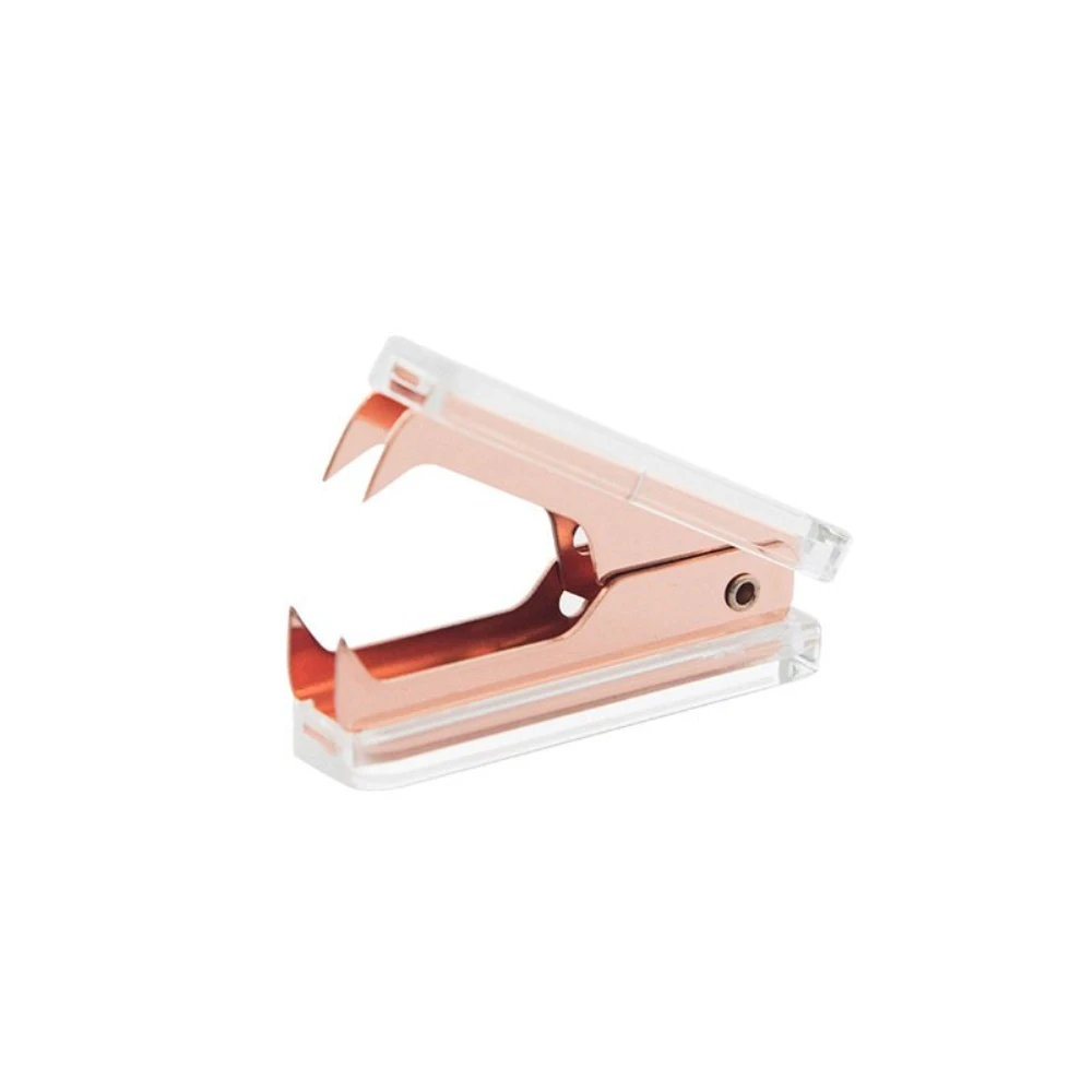 

Rose Gold Staples Remover Clear Acrylic Body Steel Jaws Staple Puller Removal Tool Dress Up Home Office School Desk Accessories