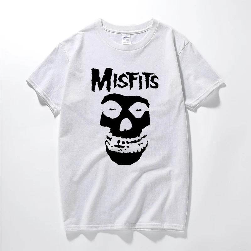 Новая мужская хип-хоп панк череп misfits брендовая хлопковая футболка с коротким рукавом marve - Цвет: Белый