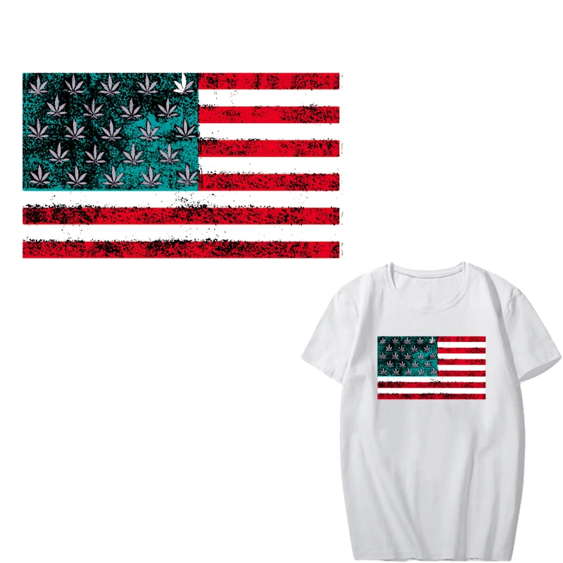 

US Flag Patches for Clothes DIY T-shirt Dresses Washable Stickers Heat Transfer Vinyl Iron-on Patch Print By Household Irons