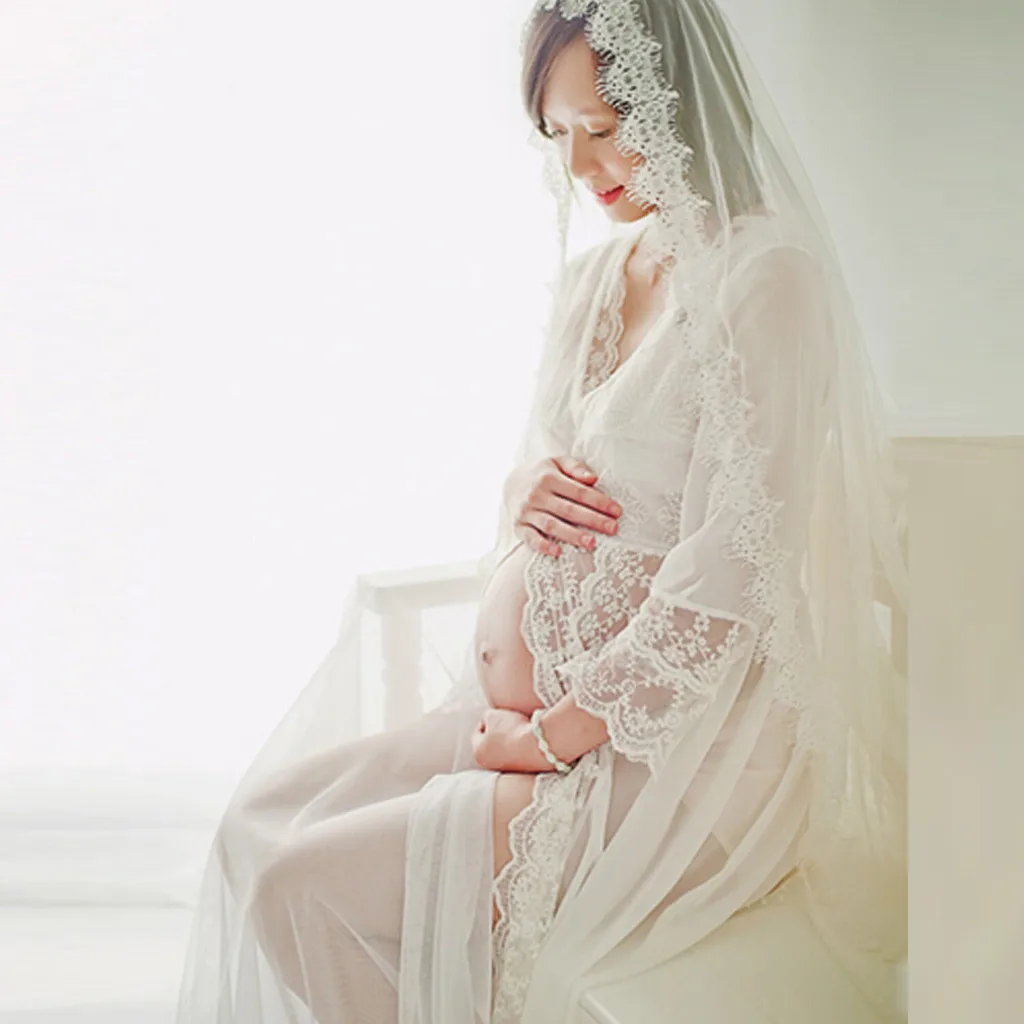 ARLONEET платья для беременных, для фотосессии, для беременных, v-образный вырез, кружевное, перспективная фотография, сексуальное платье для женщин, длинное однотонное платье Cj22