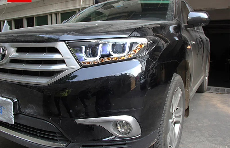 Автомобильная фара для фары Toyota Highlander 2012 2013 светодиодный фонарь DRL Bi-Xenon двойная u-образная трубка