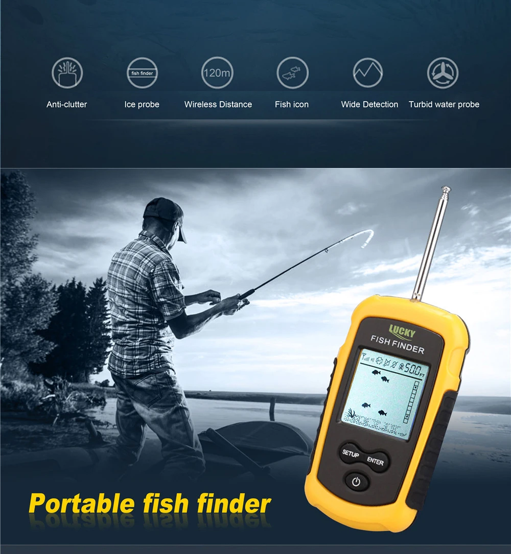 Localizador de Peixe sem Fio Localizador de Peixes de Isca Isca de Pesca Findfish Portátil Ecobatímetro Sonar de Pesca Fishfinder Alarme Sensor Findfish Recarregável 12 Portátil findfish sonar sem fio inventor de