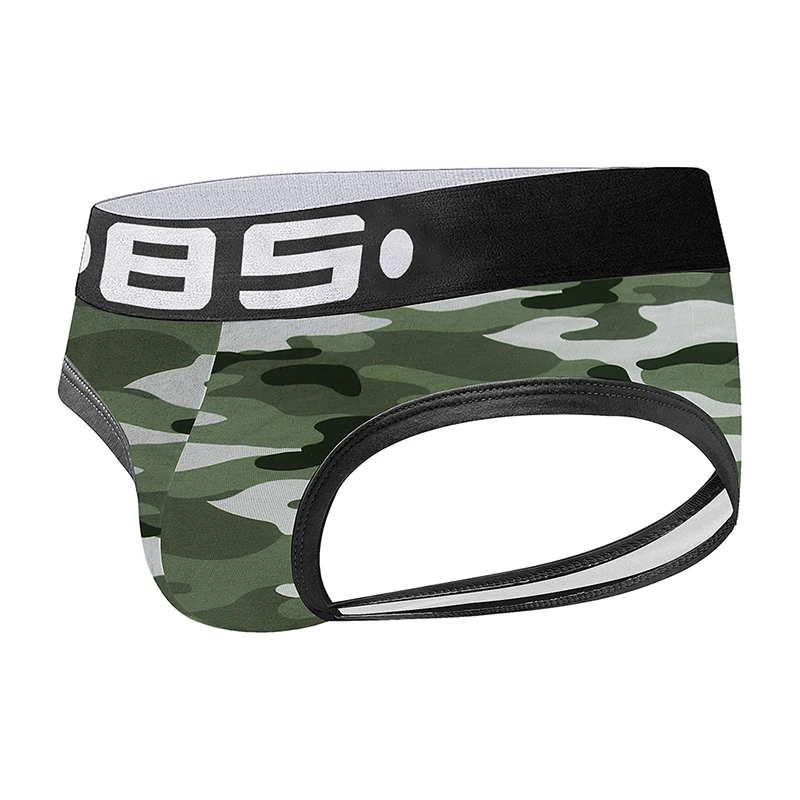 ORLVS Brand Male Panties Breathable Boxers Cotton Men Underwear U convex pouch Sexy Underpants camouflage Homewear Shorts - Цвет: BS142-Black