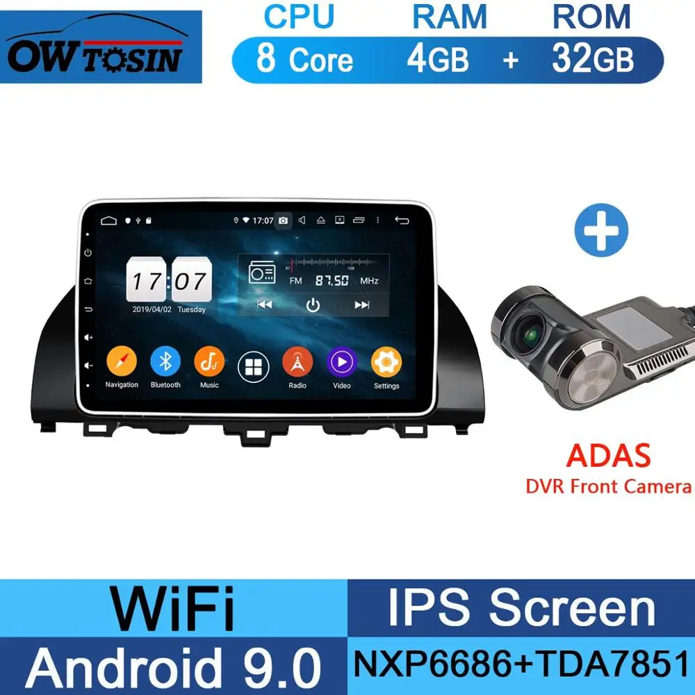 10," ips Android 9,0 8 ядерный 4 Гб ram+ 64 ГБ rom Автомобильный DVD радио плеер gps для Honda ACCORD 10 DSP CarPlay Parrot BT Adas стерео - Цвет: 32G Adas Camera