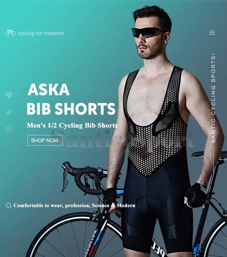 Santic велошорты сетчатый дышащий мужской 4D Pro мягкий дорожный велосипед нагрудник для мужчин s Спортивная одежда для мотокросса колготки